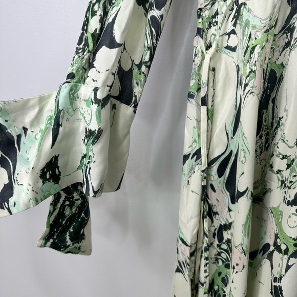 Asos Maxi Dress Size 10 Green Marble Print High Neck Tiered BNWT - Picture 12 of 13